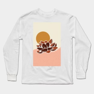 Minimalist Terracota Lotus Flower Long Sleeve T-Shirt